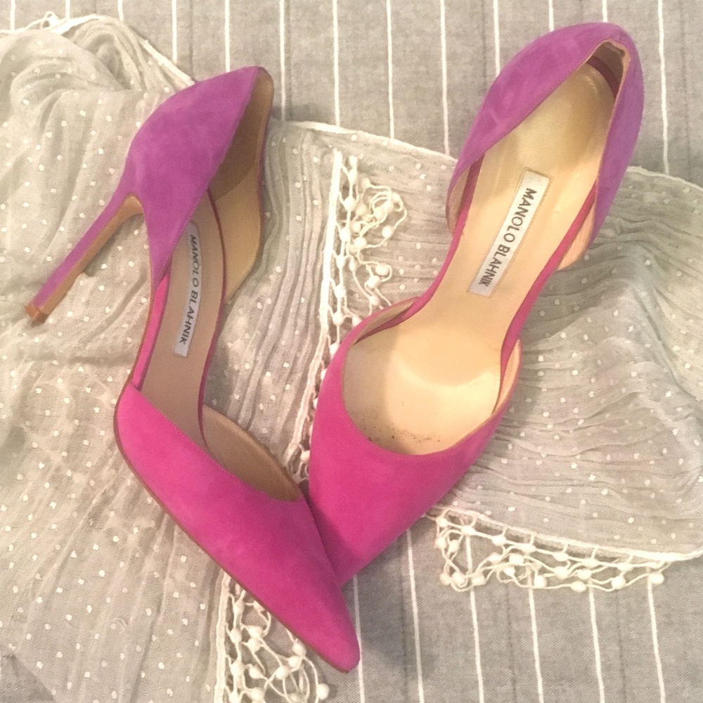Manolo Blahnik Tayler Bicolor Suede d'Orsay Pump